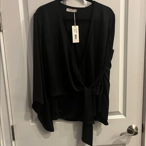 Ramy Brook Black Tie-Front Blouse